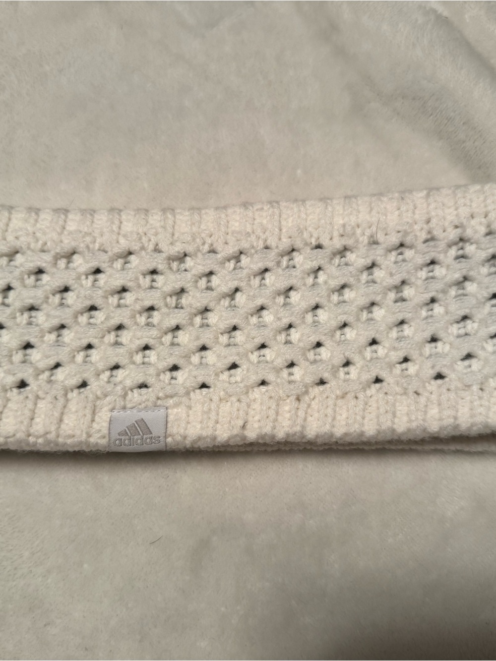 adidas Kids White Knit Ear Warmer Headband